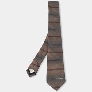 ربطة عنق بربري حرير مخطط بني