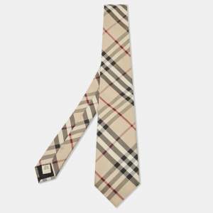 Burberry Beige Giant Check Silk Tie