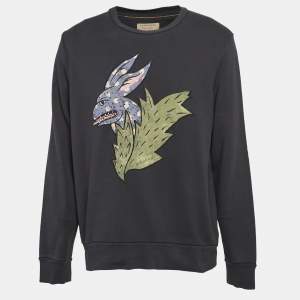 Burberry London Black Monster Rabbit Print Cotton Knit Sweatshirt XL