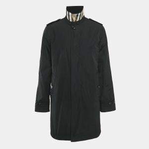 Burberry London Black Button Front Mid-Length Coat M
