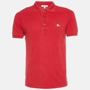 Burberry Red Cotton Pique Polo T-Shirt M