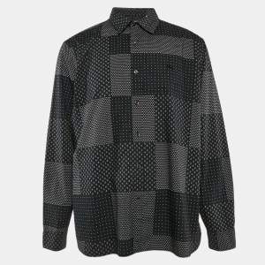 Burberry London Black Bandana Print Cotton  Long Sleeve Shirt XXL 
