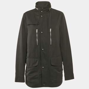 Burberry London Black Synthetic Zip-Up Hooded Jacket L