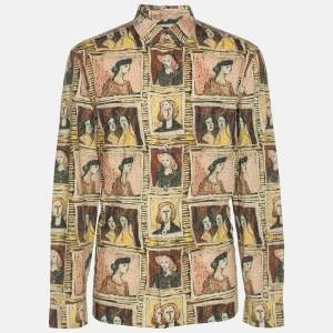Burberry Multicolor Frame Head Print Cotton Front Button Shirt L