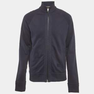 Pre Owned Burberry London Blue Cotton Knit Zip-Up Jacket M