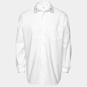 Burberry White Cotton Stud Embellished Classic Fit Shirt XXL