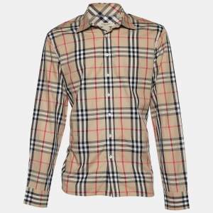 Burberry London Beige Nova Check Cotton Button Front Shirt XXL