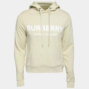 Burberry London Cream Logo Print Cotton Hoodie XS
