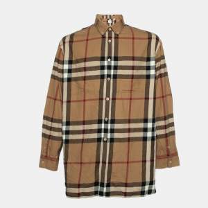 Burberry Brown House Check Flannel Cotton Button Front Shirt XL