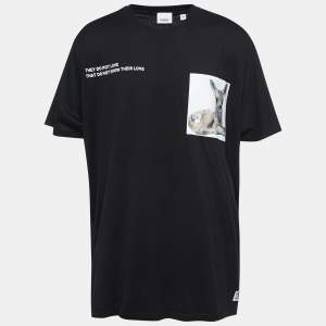 Burberry London Black Bambi Print Cotton Crew Neck T-Shirt XXL