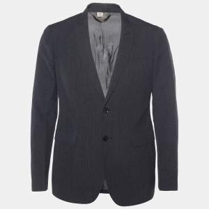 Burberry Grey Textured Wool Mansford Blazer L
