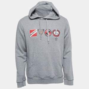 Burberry Grey Logo Printed Cotton Hoodie S