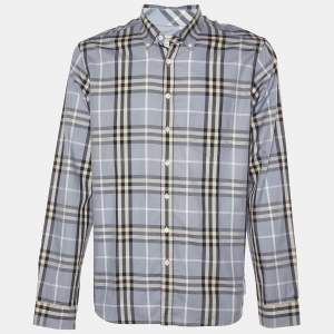 Burberry Grey Nova Check Cotton Button Front Shirt XL
