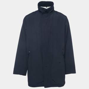 Burberry London Navy Blue Nylon Zip-Up Jacket XL