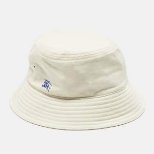 Pre Owned Burberry Ivory EKD Sketch Cotton Bucket Hat L/59