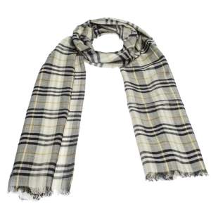 Burberry Sage Green Vintage Check Lightweight Wool & Silk Blend Scarf