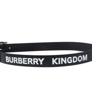 مملوكة مسبقًا Burberry Black Leather Gray35 Buckle Belt 105CM