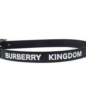 مملوكة مسبقًا Burberry Black Leather Gray35 Buckle Belt 90CM