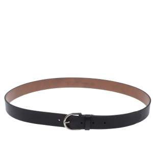 مملوكة مسبقًا Burberry Black Leather Alex Buckle Belt 100CM