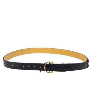 Pre Owned Burberry Black Leather Double D Ring Belt 90CM