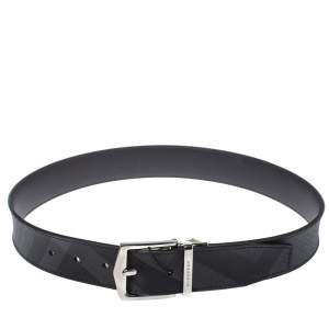 Burberry Grey Smoked Check Coated Canvas James Reversible Belt 75CM