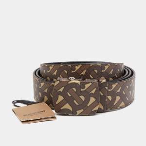 Burberry Brown TB Monogram Coated Canvas Buckle Belt 110CM