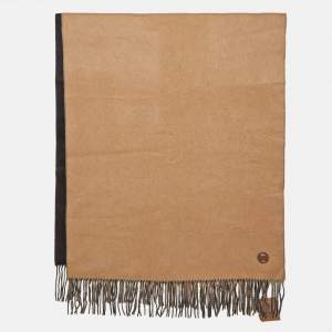 Burberry Black/Camel Brown Brushed Cashmere Reversible Scarf