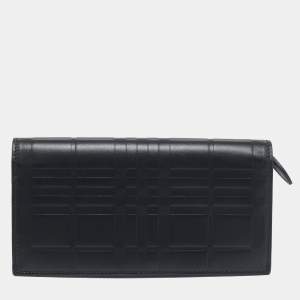 Burberry Black Leather Bifold Long Wallet