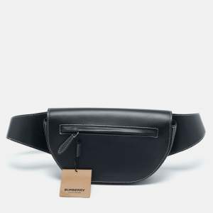 Pre Owned Burberry Black Leather Small Olympia Belt Bag