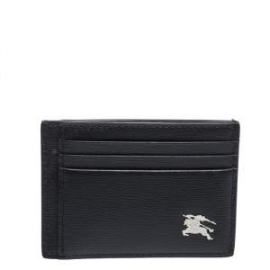 Burberry Black Leather Equestrian Knight Device Card Holder