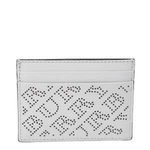 Burberry White Perforated Leather Sandon Card Holder