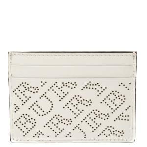 Burberry White Perforated Leather Sandon Card Holder