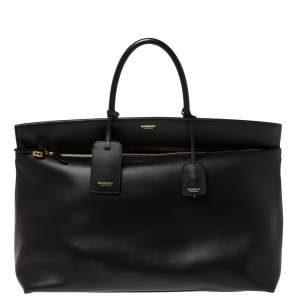 Burberry Black Leather Extra Large Society Top Handle Bag