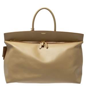 Burberry Beige Leather Extra Large Society Top Handle Bag