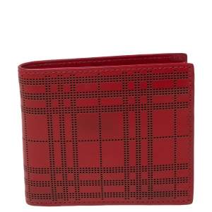 Burberry Red Perforated Leather Bill Bifold Wallet