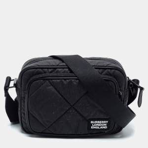 Burberry Black Quilted Canvas and Leather Paddy Crossbody Bag