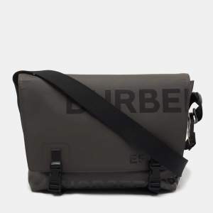 Burberry Grey/Black Horseferry Print Coated Canvas Messenger Bag