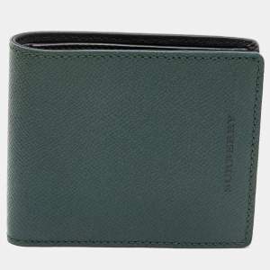 Burberry Dark Green Leather Bifold Wallet