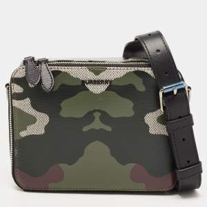 Burberry Green Camo Print Canvas Sutton Crossbody Bag