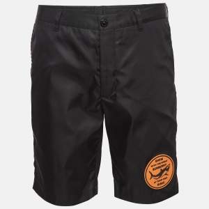 Burberry Black Shibden Shark Applique Nylon Chino Shorts M