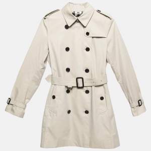 Burberry Beige Cotton Double Breasted Trench Coat XXS