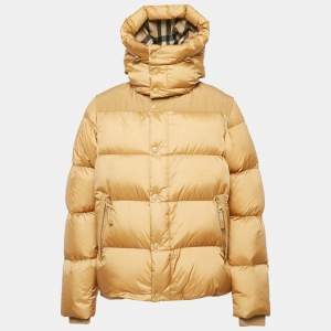 Burberry Brown Nylon Detachable Sleeve Hooded Puffer Jacket S