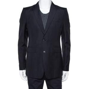 Pre Owned Burberry Navy Blue Wool & Linen Classic Tailored Blazer XL