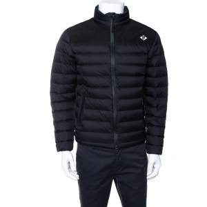 Pre Owned Burberry Black Synthetic Birkenshaw Logo Patch Detail Quilted Down Jacket XS
