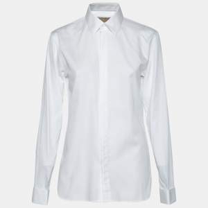 مملوكة مسبقًا Burberry White Cotton Slim Fit Long Sleeve Shirt XS