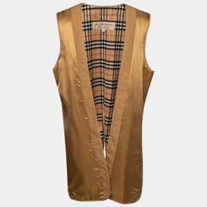 Burberry Beige Checked Wool & Cashmere Sleeveless Coat Warmer XXXL