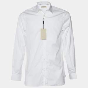 مملوكة مسبقًا Burberry White Cotton Button Front Shirt M