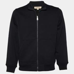 Burberry Black Cotton Knit Zip Front Jacket M