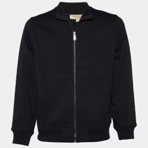 Burberry Black Cotton Knit Zip Front Jacket M