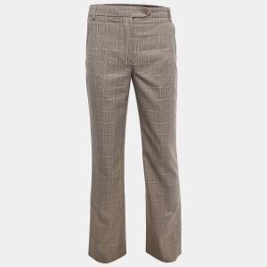 Burberry Brown Checked Wool Tailored Trousers M